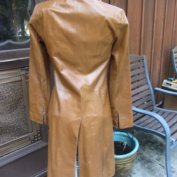 JOHN CARLISLE TAN LEATHER 3/4 LENGTH JACKET XS - Picture 5 of 8